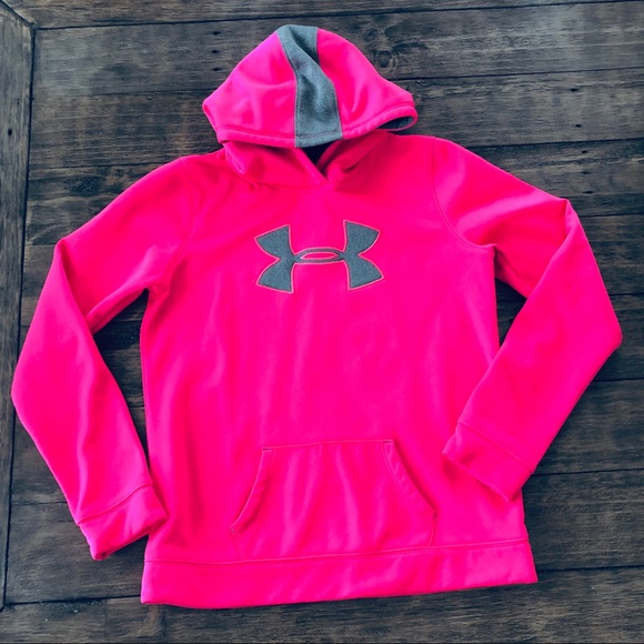 Under Armour Boys ColdGear Pullover Loose Fit Fleece Lined Logo Hoodie Sweatshirt